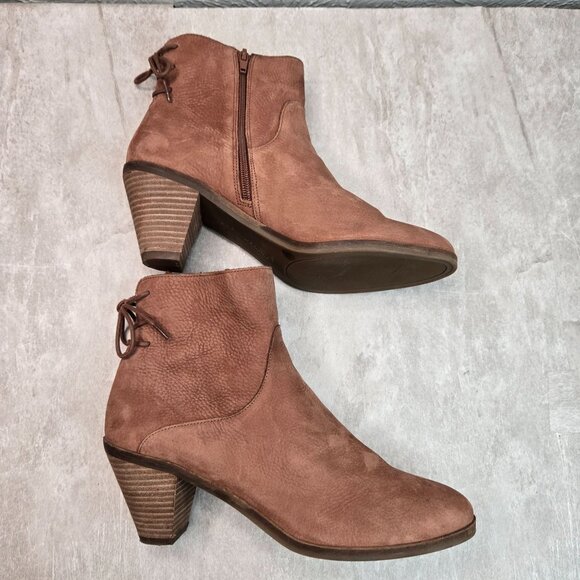 Lucky Brand Ankle Boots Size 9.5 Brown Leather Victorian Western Lace Up Booties - Picture 5 of 13